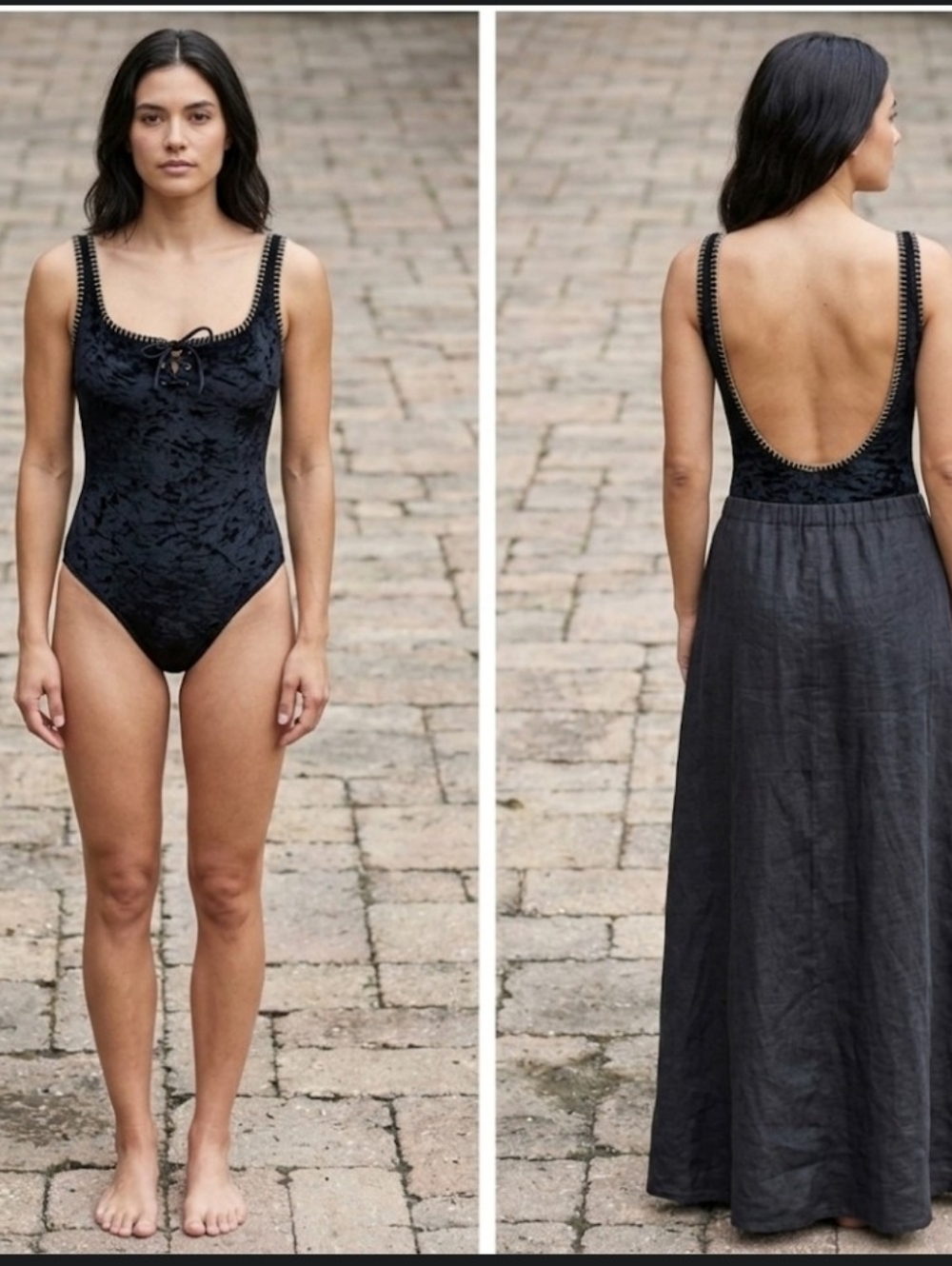 Vtg black velvet 1 pc swimsuit or bodysuit 10 Gloria Vanderbilt